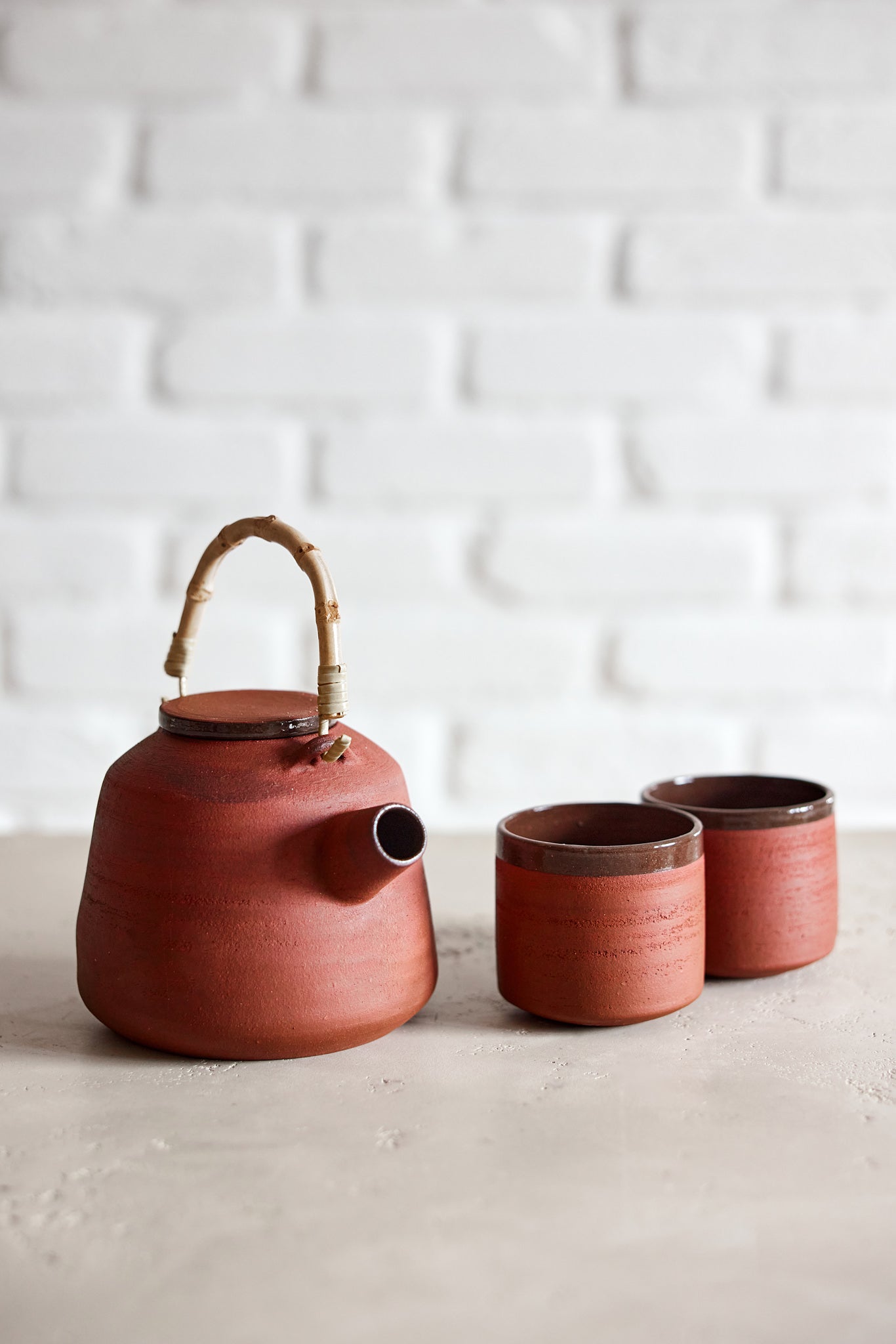 DEEP TERRA SET TEAPOT AND 2 CUPS